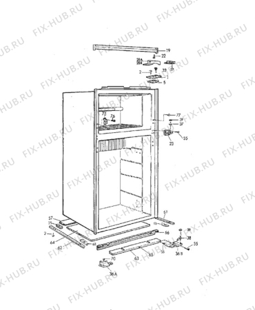 Взрыв-схема холодильника Electrolux RM2606 - Схема узла Cabinet + armatures